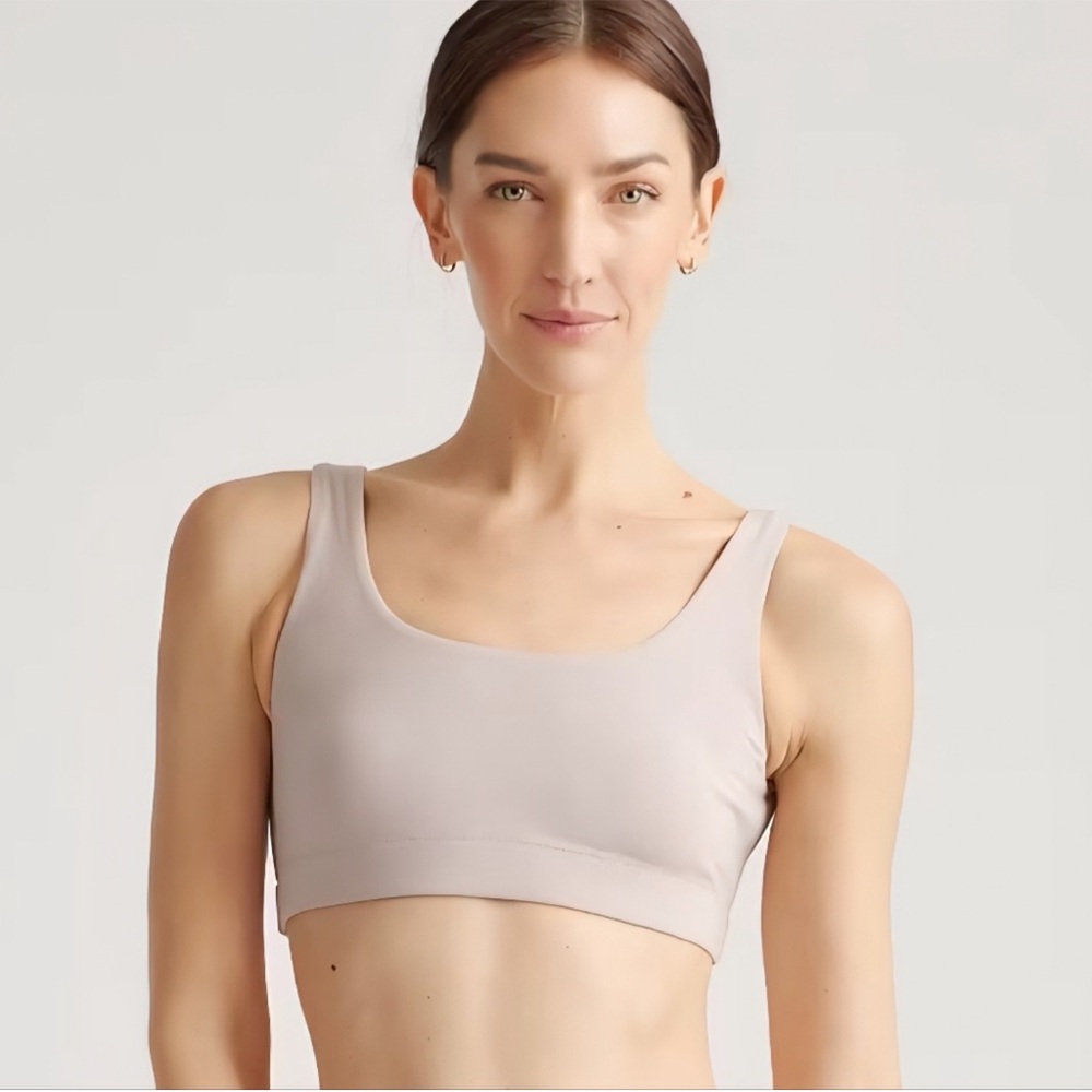 NWOT Quince Women's Organic Cotton Tank Bralette (2-pack) Sz M Color Mink
